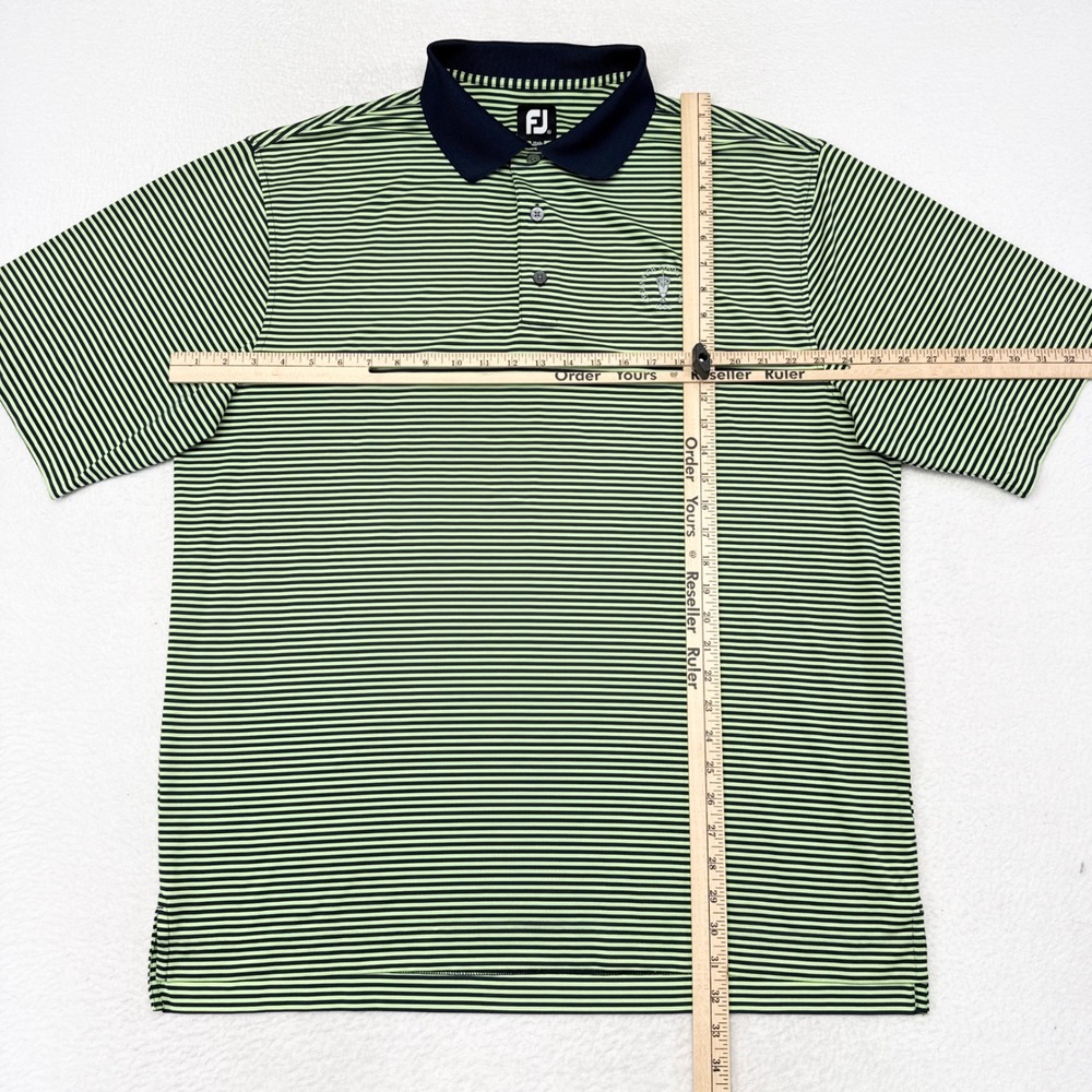 Greenwich Country Club Golf Polo Shirt Mens Size XL Green Blue Striped FootJoy - Picture 7 of 9